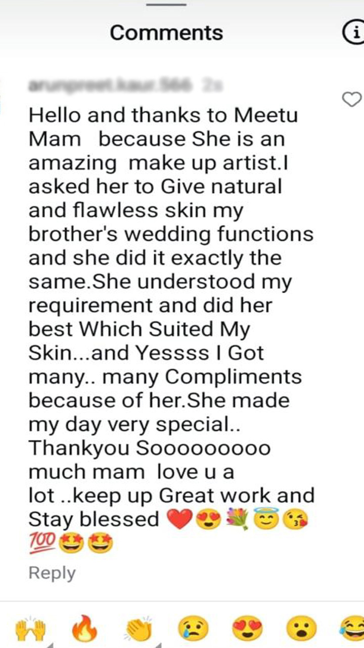 Bridal makeup service at MeetuMakeovers Delhi